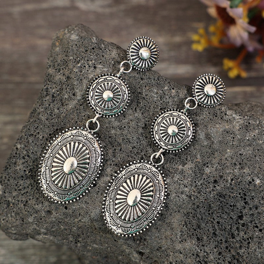 Vintage Alloy Dangle Earrings Silver / One Size Apparel and Accessories