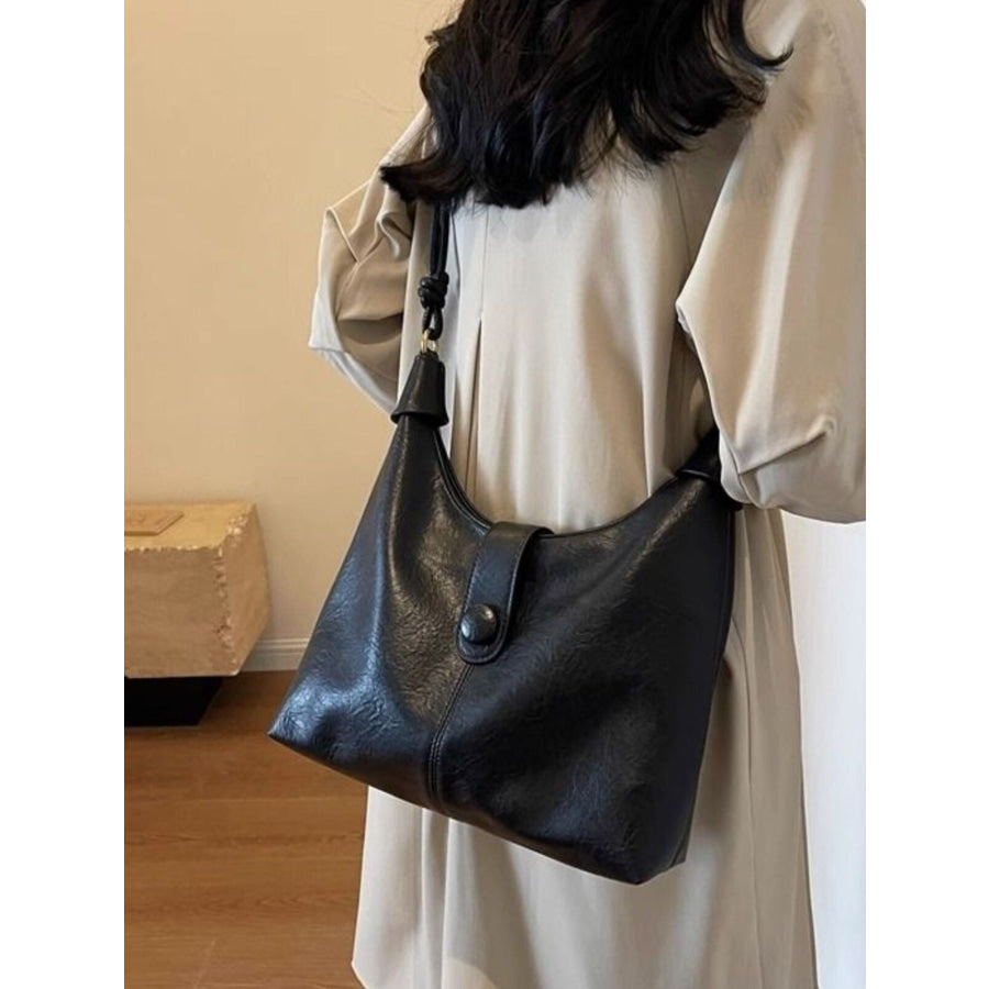 Vintage Buckle Closure Shoulder Bag Black / ONESIZE Apparel and Accessories