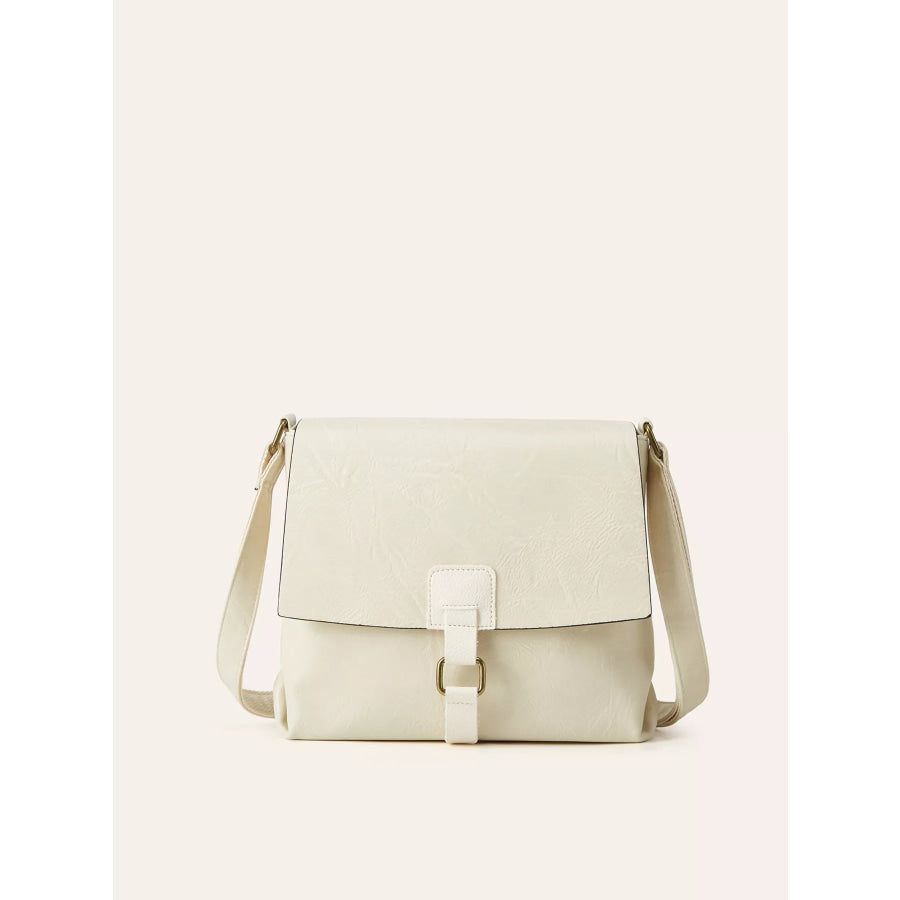 Vintage Buckle Flap Crossbody Bag Ivory / ONESIZE Apparel and Accessories