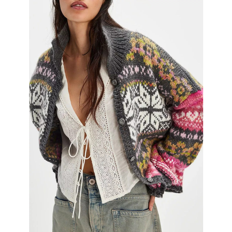 Vintage Button Up Knit Cardigan Gray / S Apparel and Accessories