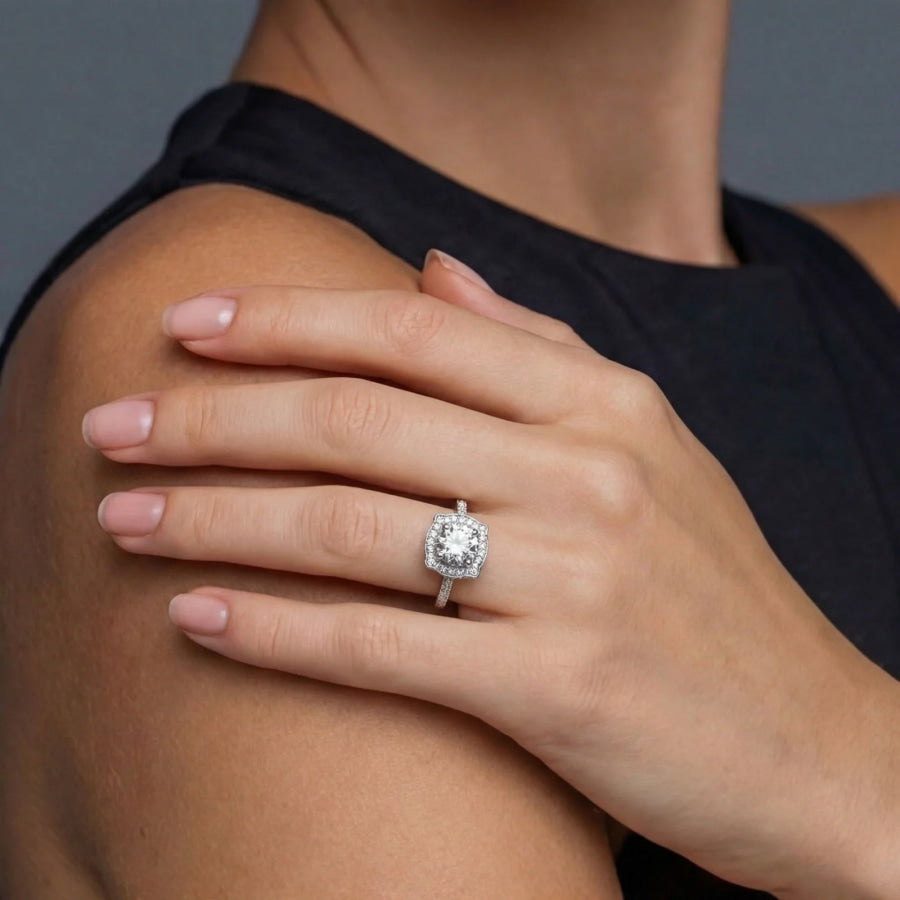 Vintage Crown Moissanite Ring by Sandee Rain Boutique Rings
