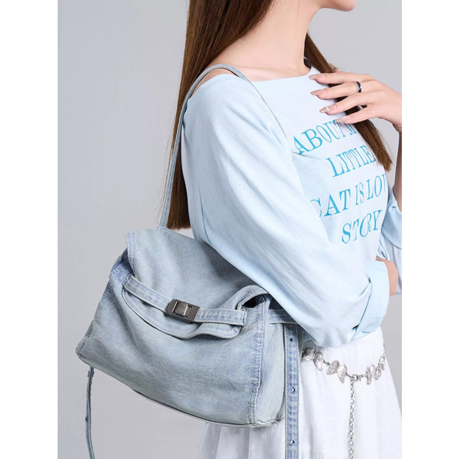 Vintage Denim Shoulder Bag Blue / One Size Apparel and Accessories