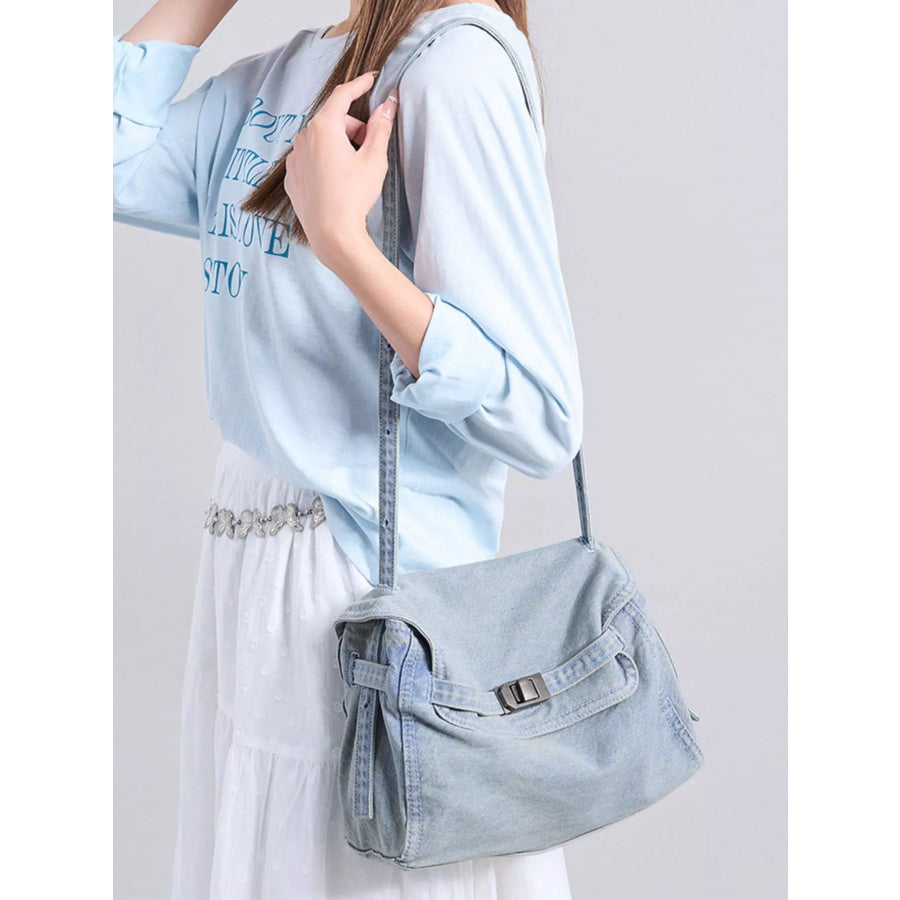 Vintage Denim Shoulder Bag Blue / One Size Apparel and Accessories