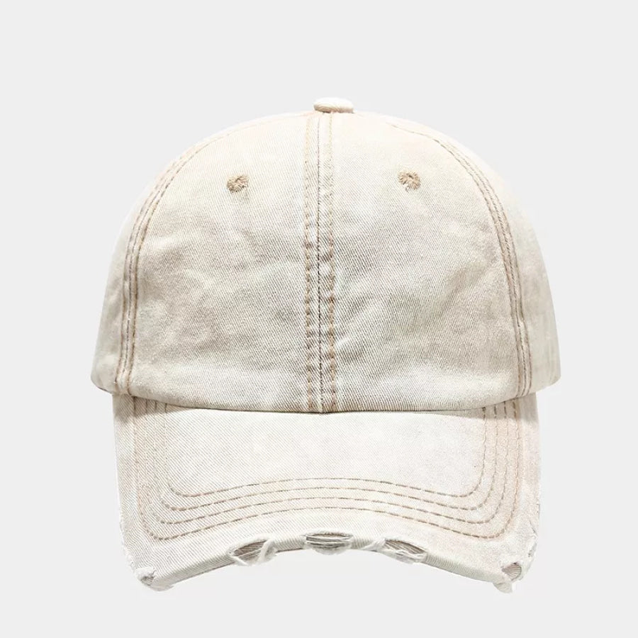 Vintage Distressed Washed Baseball Cap Beige / One Size Apparel and Accessories