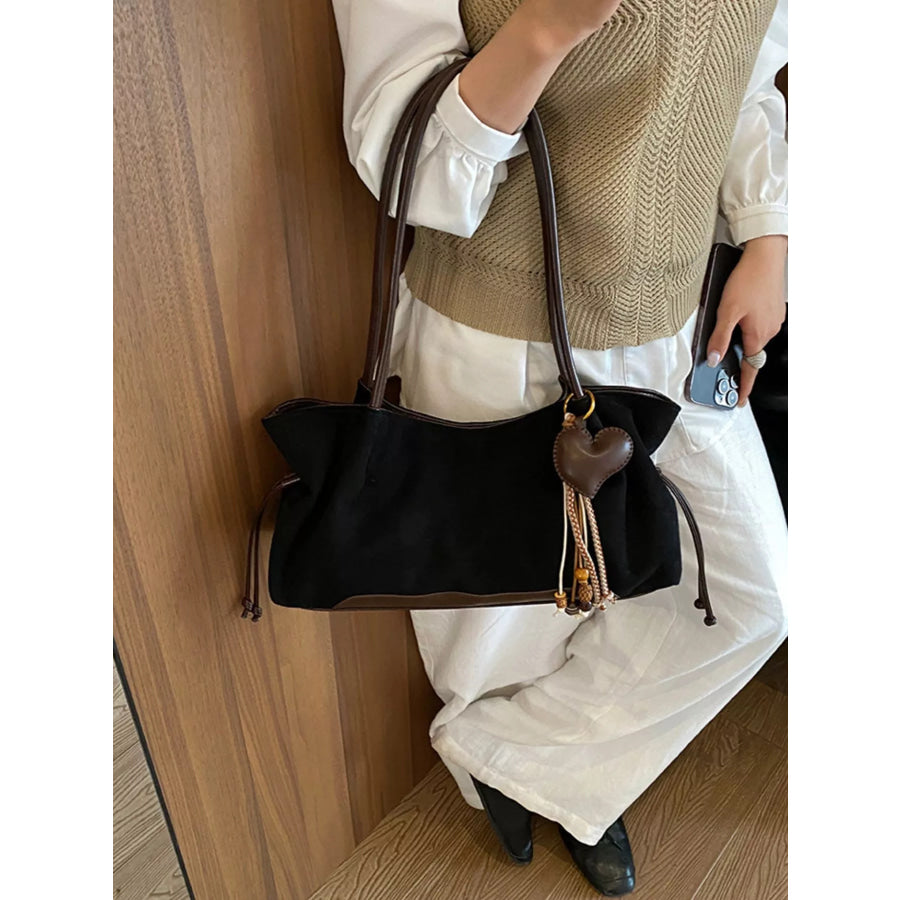 Vintage Drawstring Shoulder Bag Black / One Size Apparel and Accessories