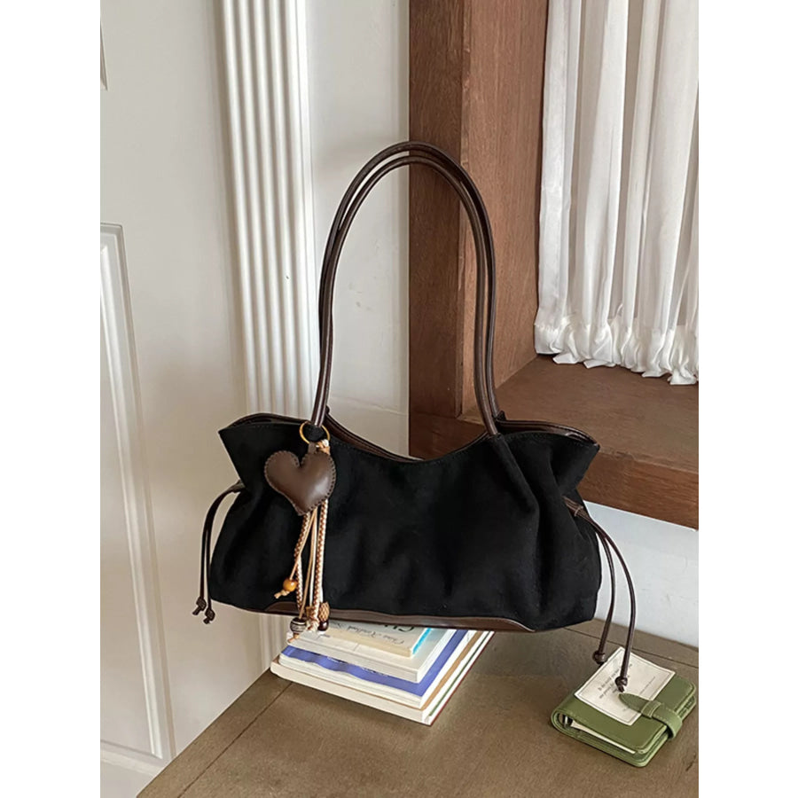 Vintage Drawstring Shoulder Bag Black / One Size Apparel and Accessories