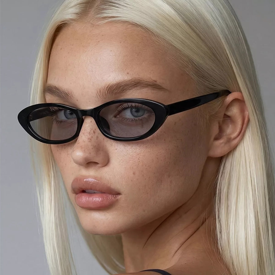 Vintage Oval Frame Sunglasses Black / One Size Apparel and Accessories