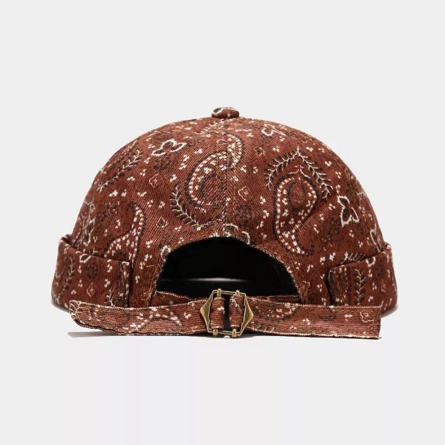 Vintage Paisley Print Brimless Hat Brown / One Size Apparel and Accessories