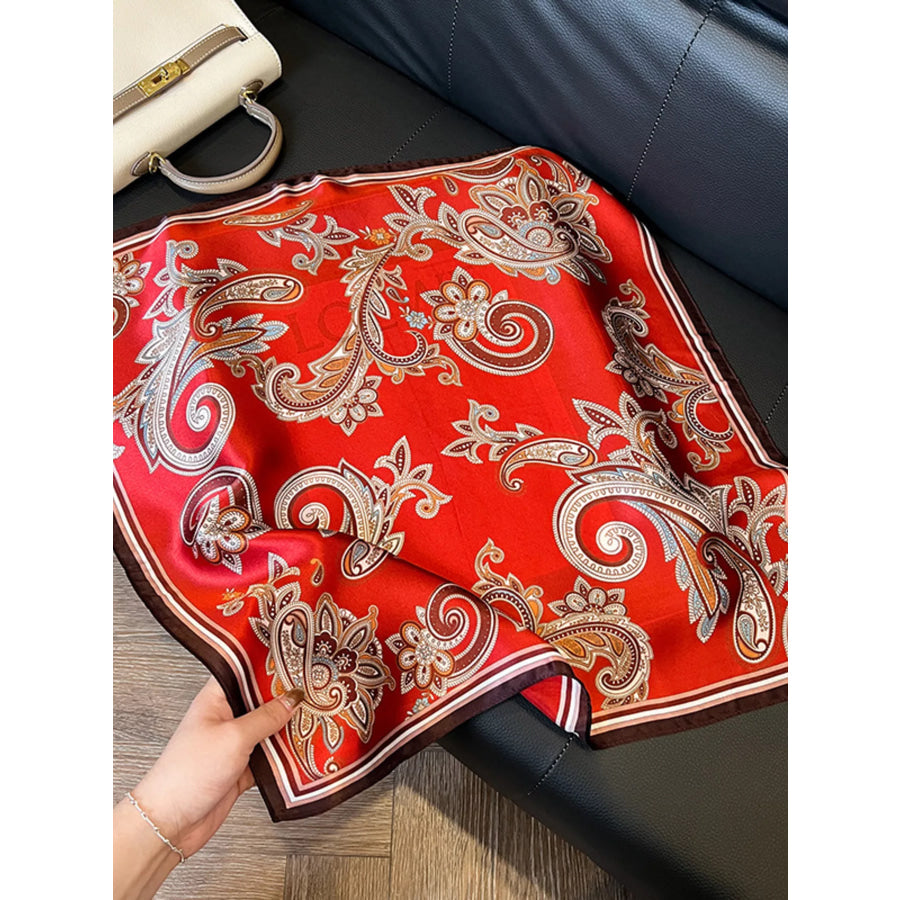Vintage Paisley Silk Scarf Deep Red / One Size Apparel and Accessories