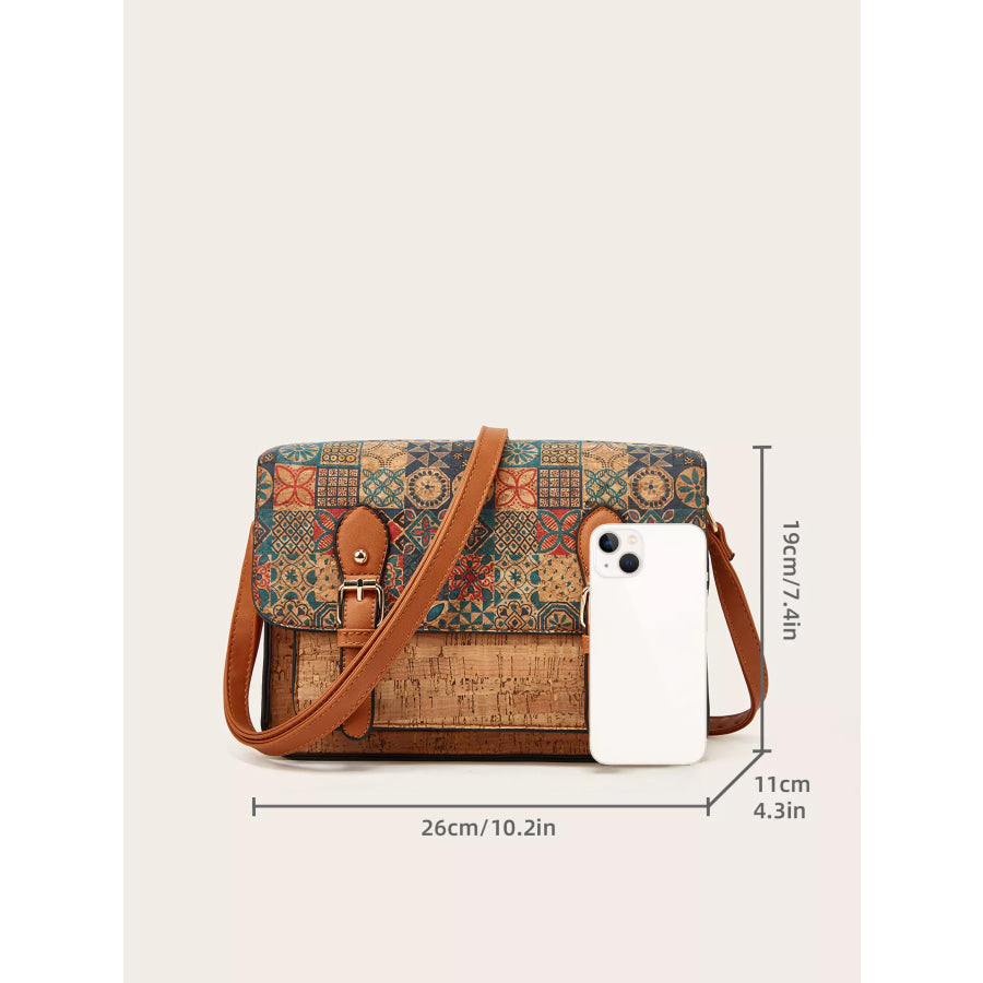 Vintage Pattern PU Leather Crossbody Bag Terracotta / ONESIZE Apparel and Accessories
