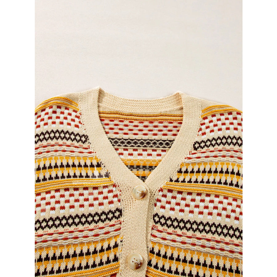 Vintage Patterned Button-Down Cardigan Apparel and Accessories