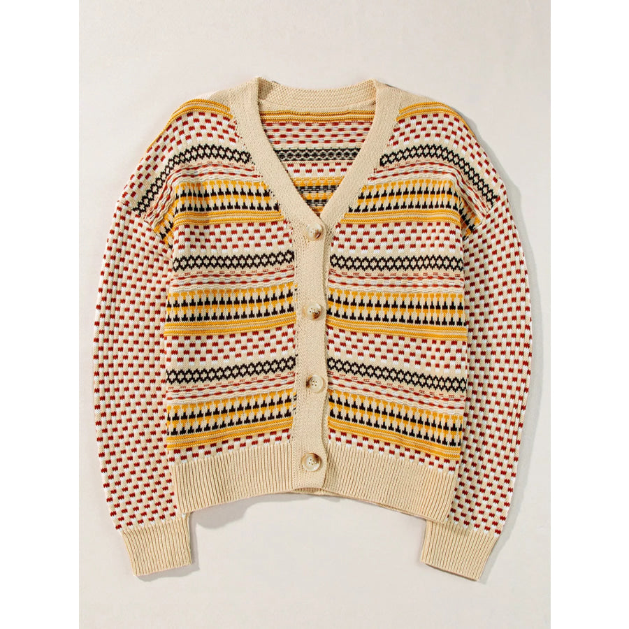 Vintage Patterned Button-Down Cardigan Apparel and Accessories