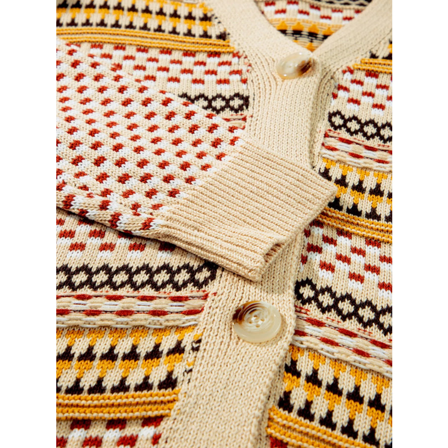 Vintage Patterned Button-Down Cardigan Apparel and Accessories