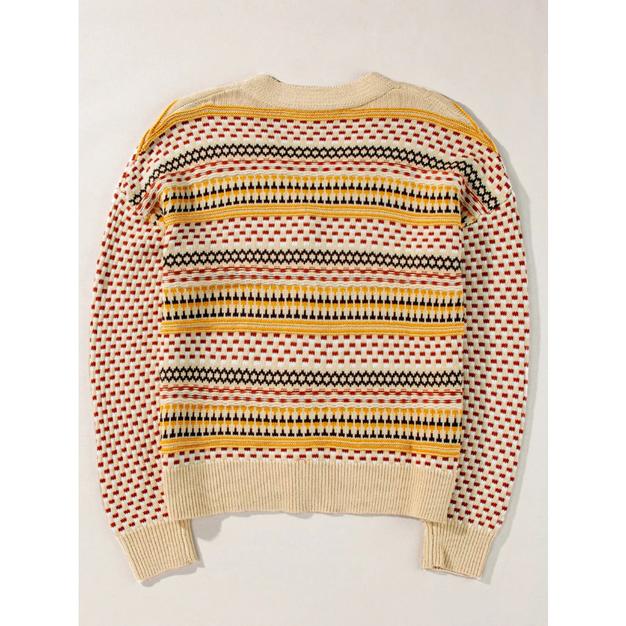 Vintage Patterned Button-Down Cardigan Apparel and Accessories