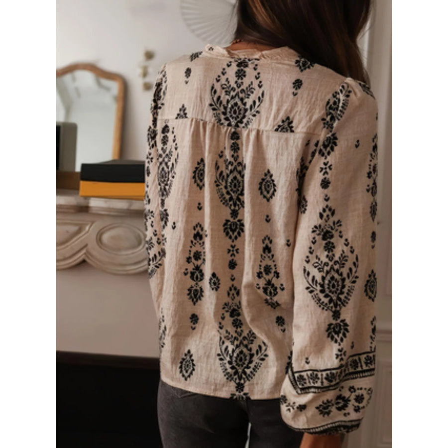 Vintage Print Long Sleeve Shirt Apparel and Accessories