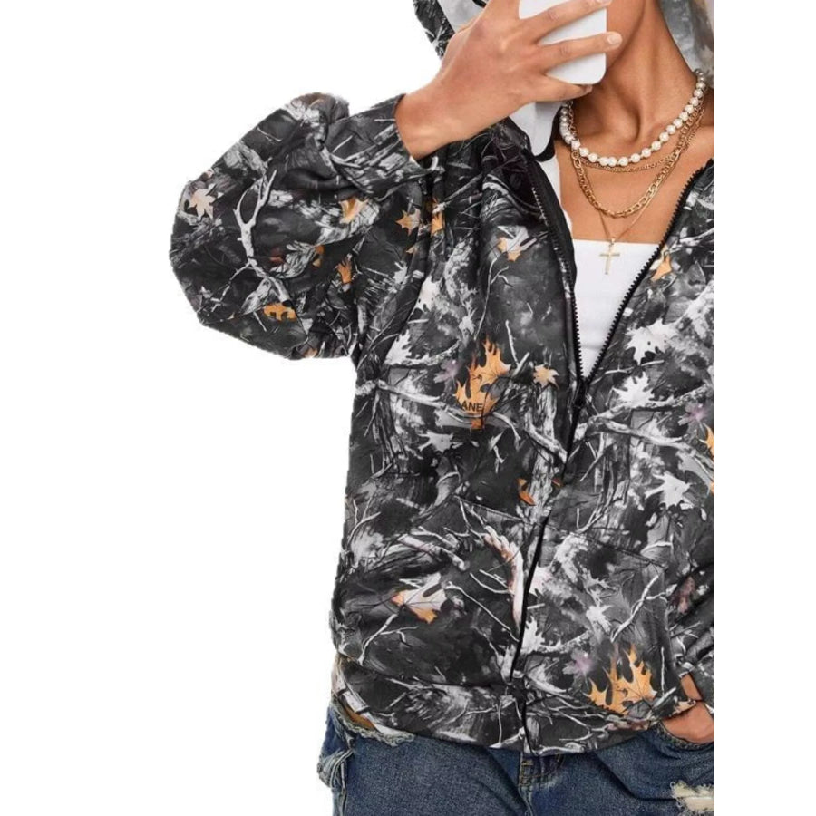 Vintage Printed Zip-Up Hoodie Apparel and Accessories