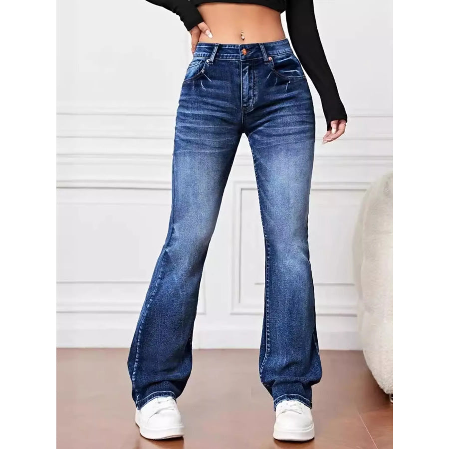 Vintage Slim-Fit Flare Jeans Dark Blue / S Apparel and Accessories