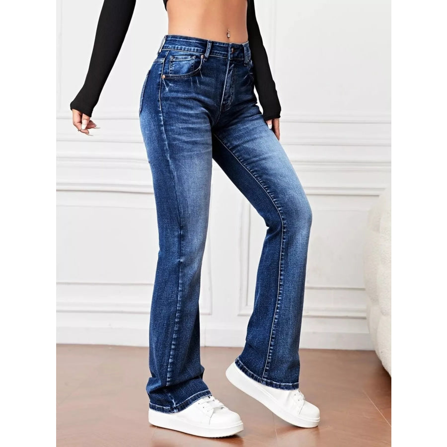 Vintage Slim-Fit Flare Jeans Dark Blue / S Apparel and Accessories