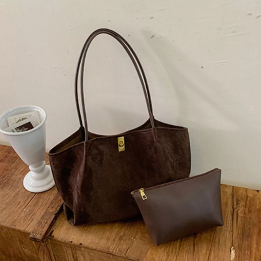Vintage Solid Color Tote Bag Chocolate / onesize Apparel and Accessories