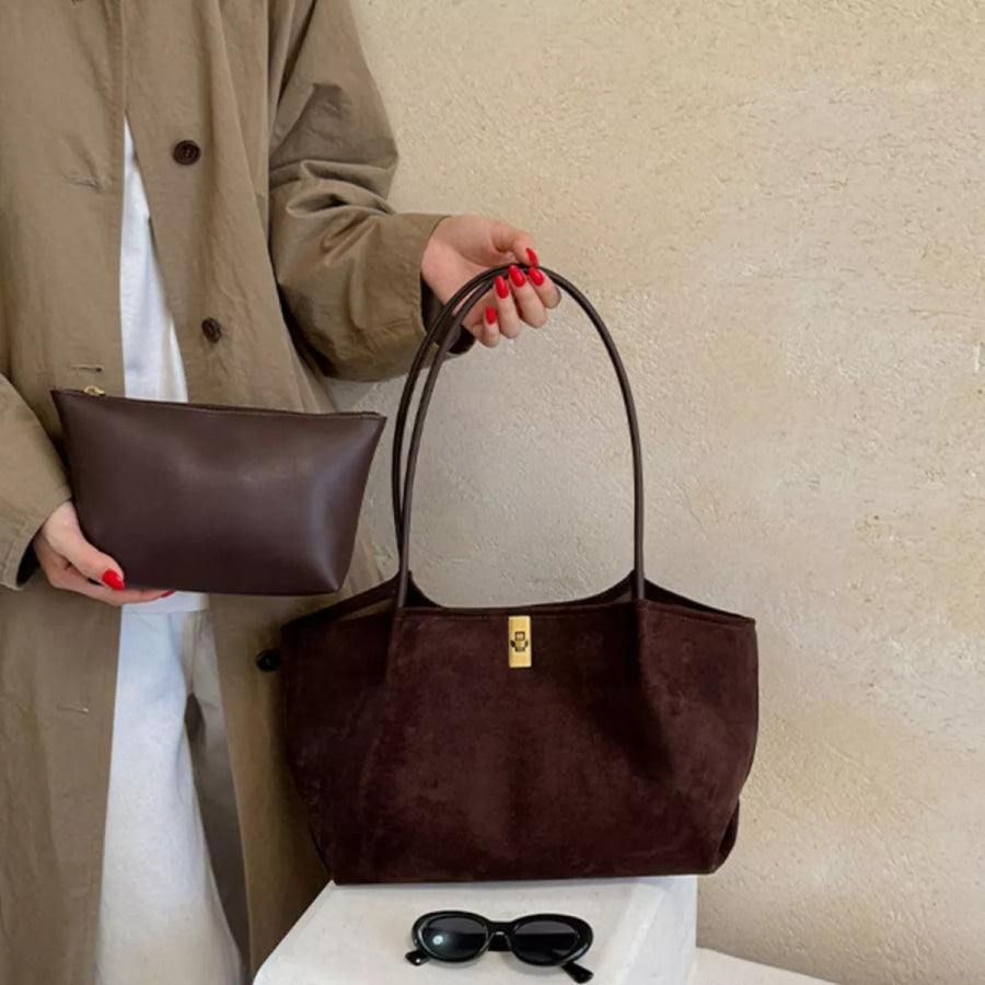 Vintage Solid Color Tote Bag Chocolate / onesize Apparel and Accessories