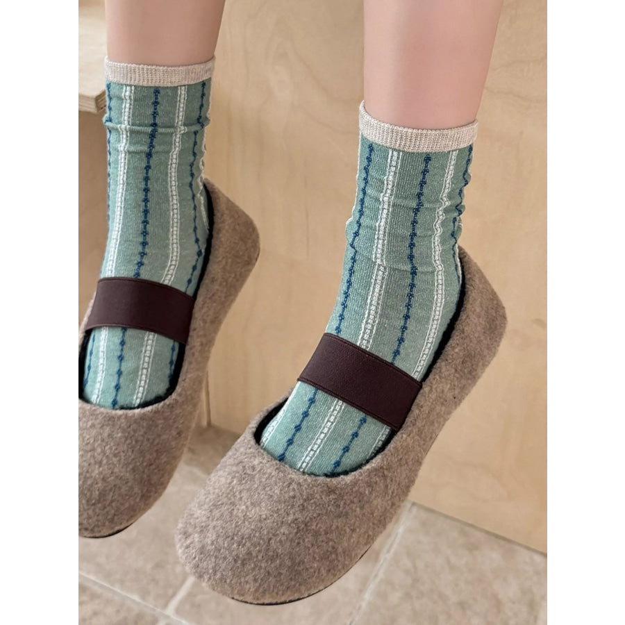 Vintage Striped Mid-Calf Cotton Socks Apparel and Accessories