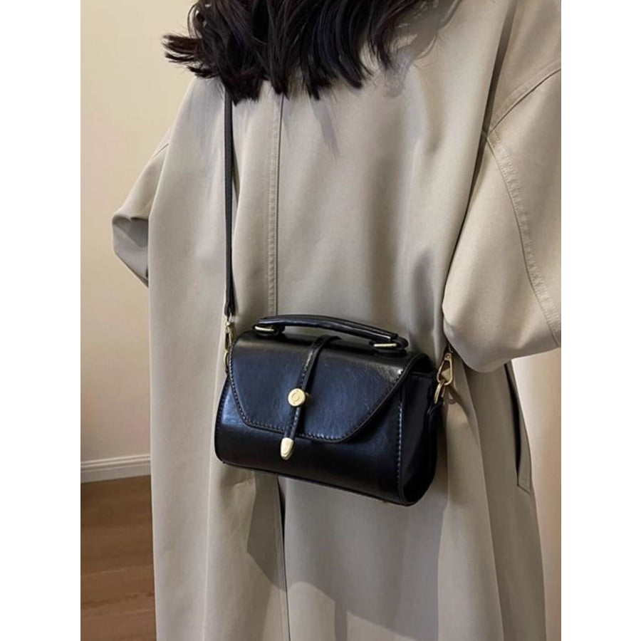 Vintage Style Flap Crossbody Bag Black / One Size Apparel and Accessories