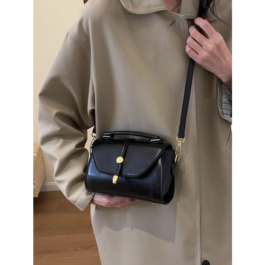 Vintage Style Flap Crossbody Bag Black / One Size Apparel and Accessories