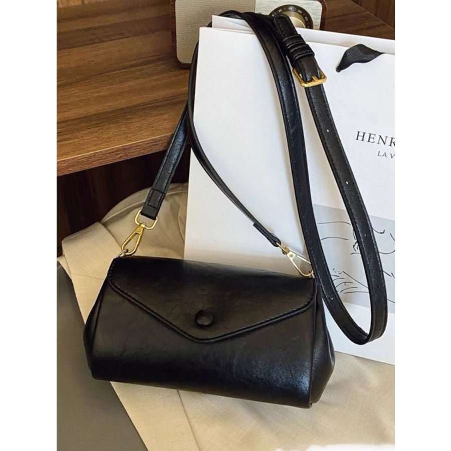 Vintage Style Flap Crossbody Bag Black / ONESIZE Apparel and Accessories