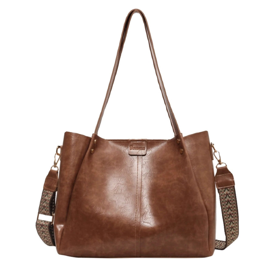 Vintage Style Leather Shoulder Bag Brown / One Size Apparel and Accessories