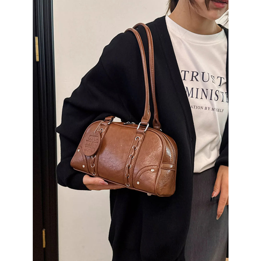Vintage Style Leather Shoulder Bag Brown / onesize Apparel and Accessories