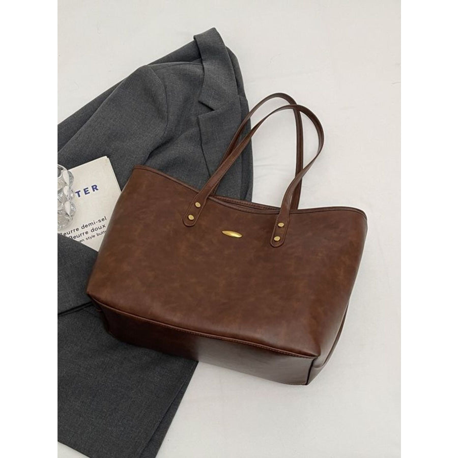 Vintage Style Leather Tote Bag Caramel / One Size Apparel and Accessories
