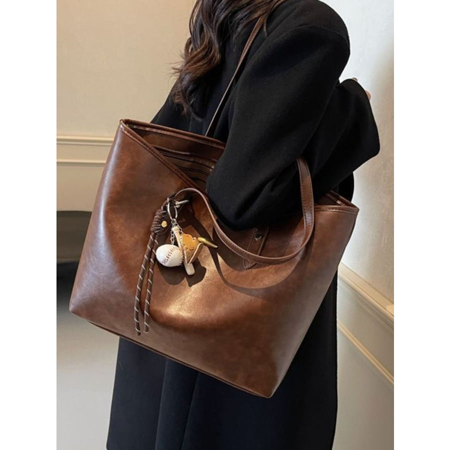 Vintage Style Leather Tote Bag Caramel / One Size Apparel and Accessories