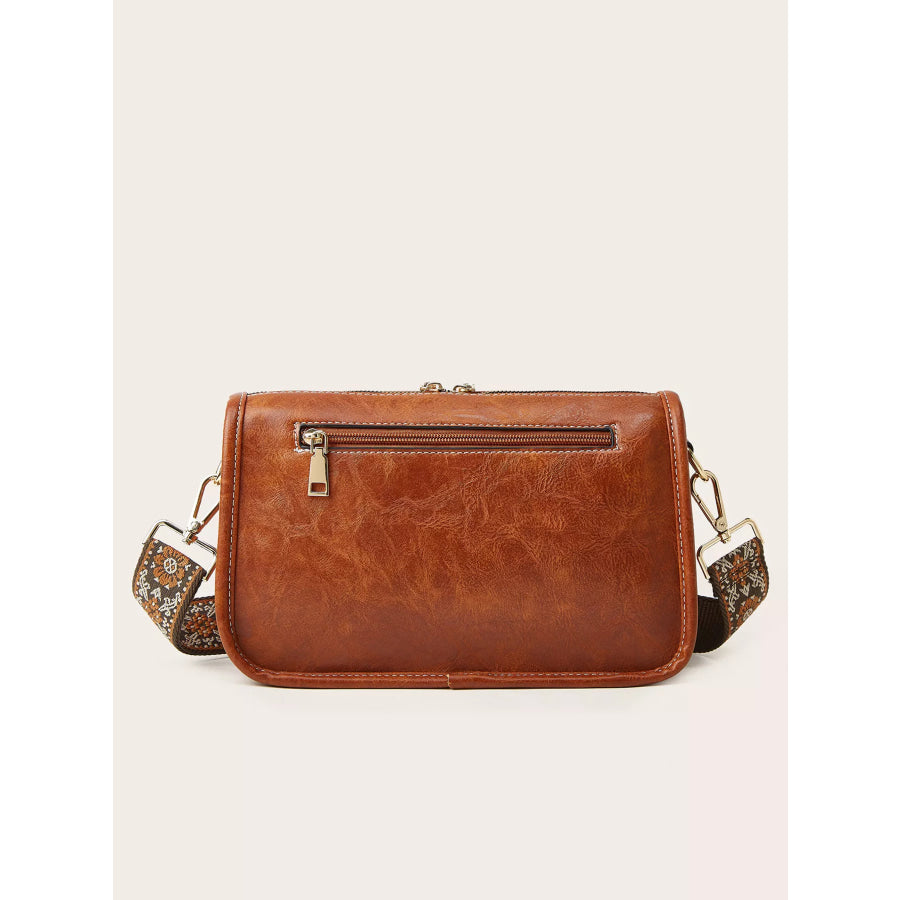 Vintage Style Patterned Strap Crossbody Bag Apparel and Accessories