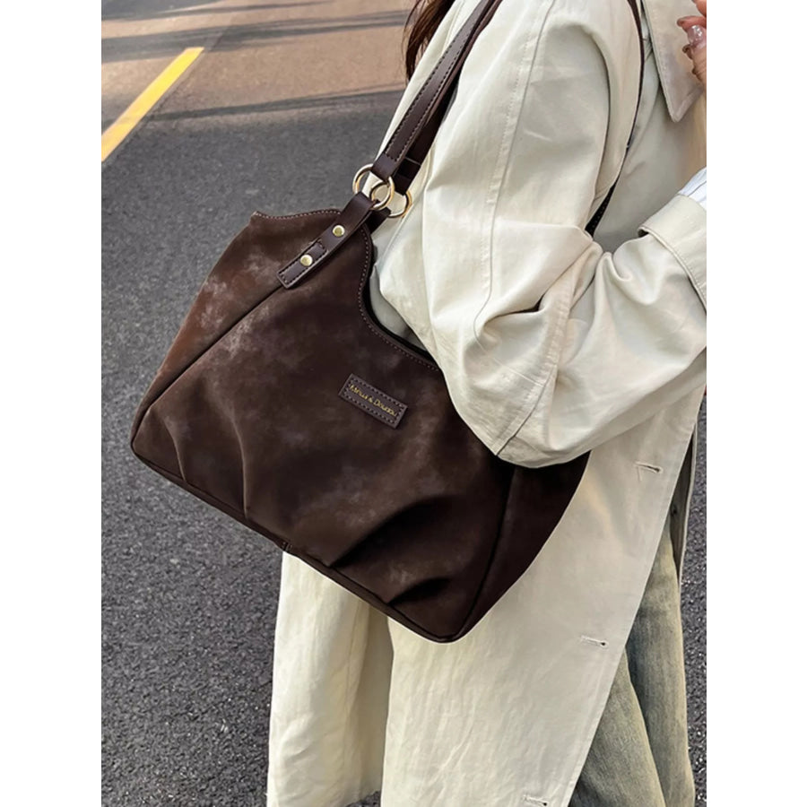 Vintage Suede Handbag Coffee Brown / onesize Apparel and Accessories