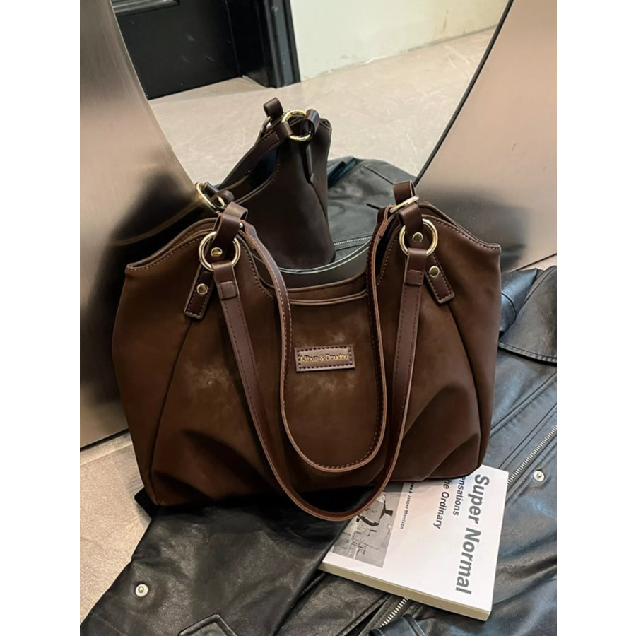 Vintage Suede Handbag Coffee Brown / onesize Apparel and Accessories