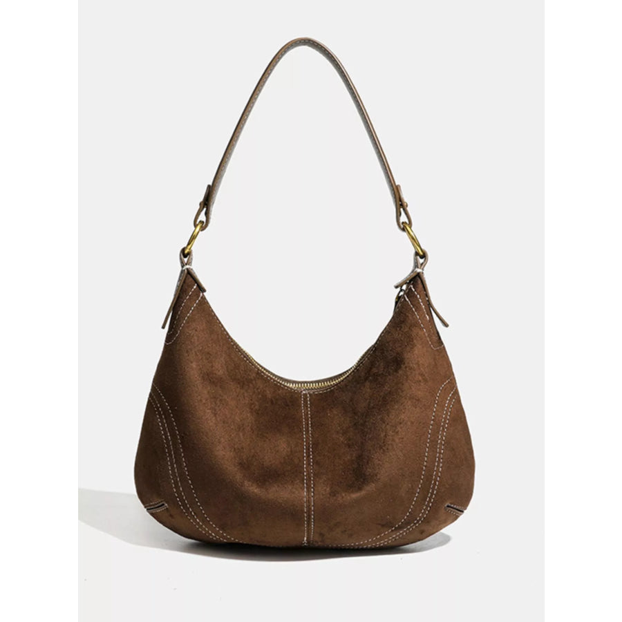 Vintage Suede Hobo Shoulder Bag Coffee / One Size Apparel and Accessories