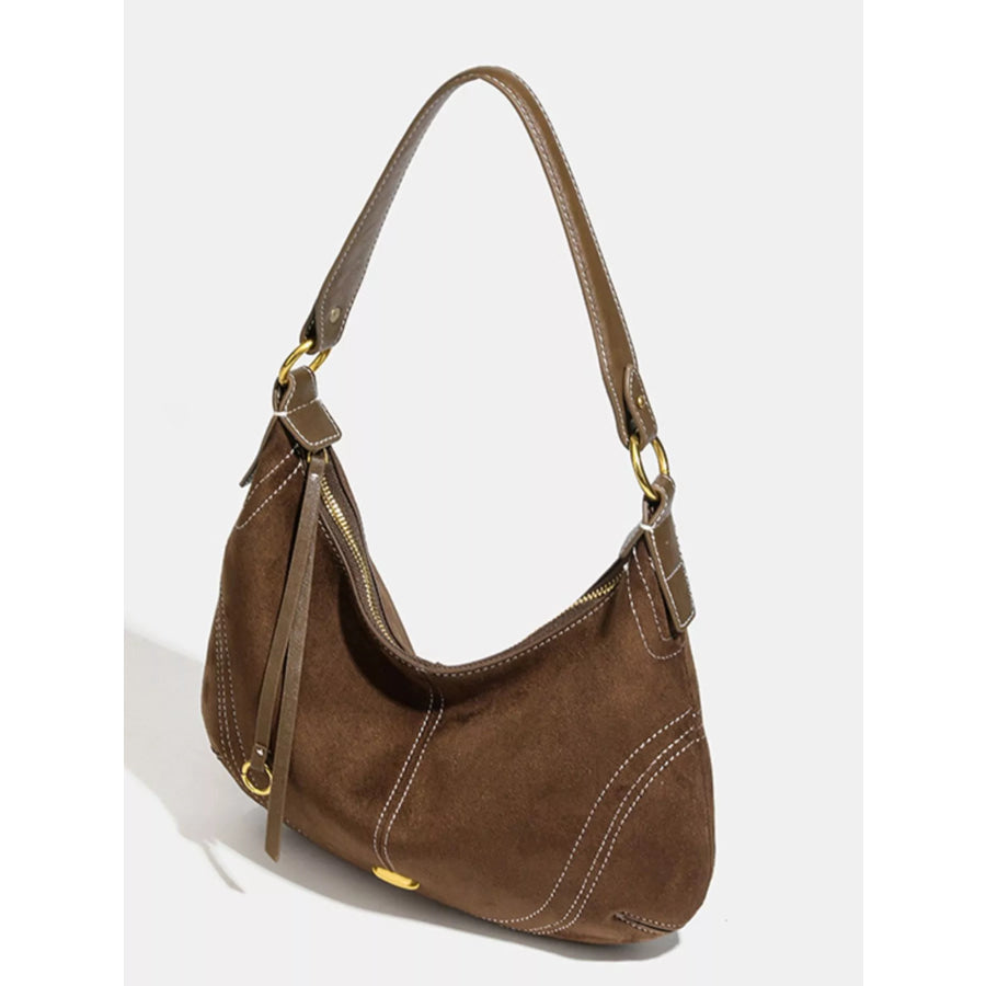 Vintage Suede Hobo Shoulder Bag Coffee / One Size Apparel and Accessories