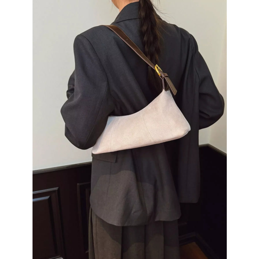 Vintage Suede Hobo Shoulder Bag Ivory / One Size Apparel and Accessories