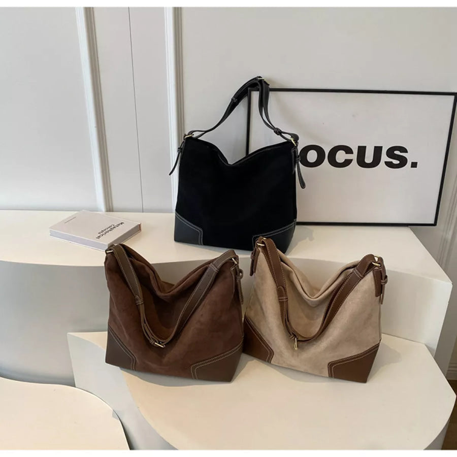 Vintage Suede Patchwork Hobo Shoulder Bag Apparel and Accessories
