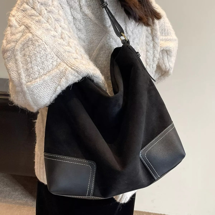 Vintage Suede Patchwork Hobo Shoulder Bag Apparel and Accessories