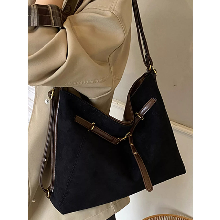 Vintage Suede Tote Bag Black / One Size Apparel and Accessories