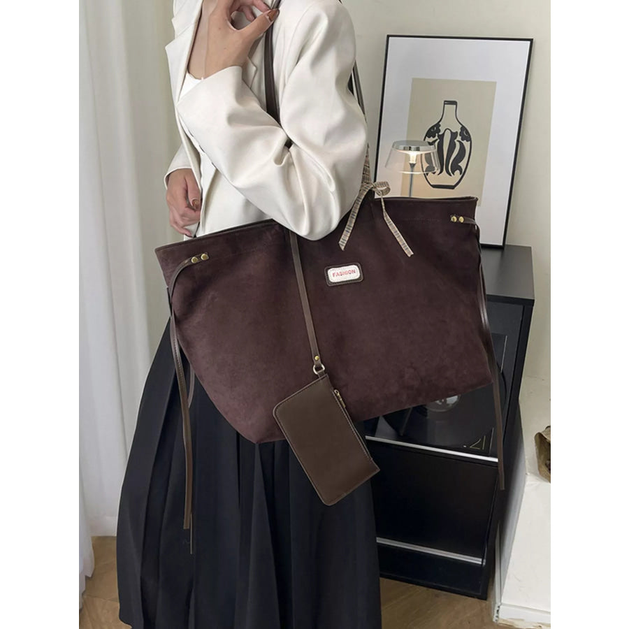 Vintage Suede Tote Bag Chocolate / onesize Apparel and Accessories