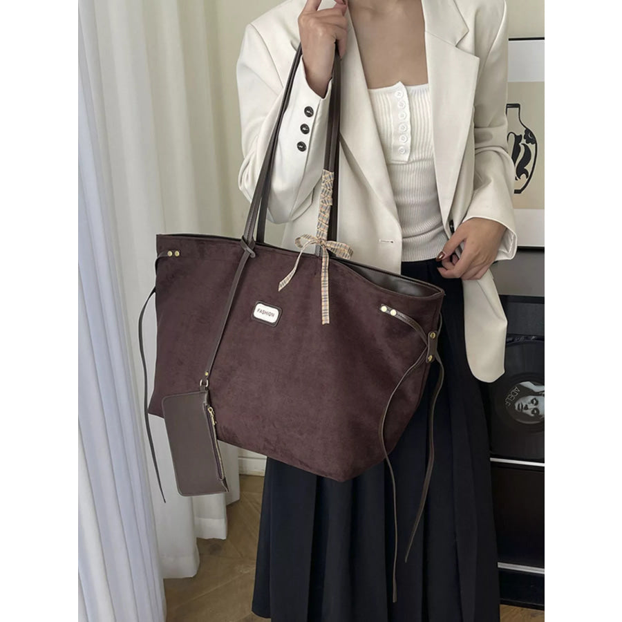 Vintage Suede Tote Bag Chocolate / onesize Apparel and Accessories