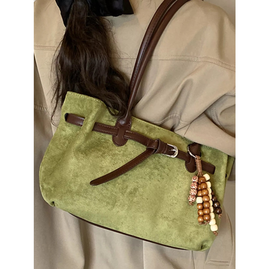 Vintage Suede Tote Bag Green / One Size Apparel and Accessories