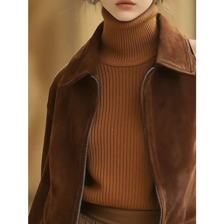 Vintage Suede Zip-Up Cropped Jacket Apparel and Accessories