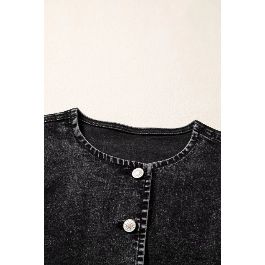 Vintage Wash Button-Down Denim Vest Apparel and Accessories