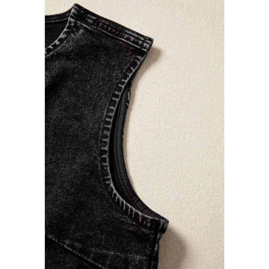 Vintage Wash Button-Down Denim Vest Apparel and Accessories