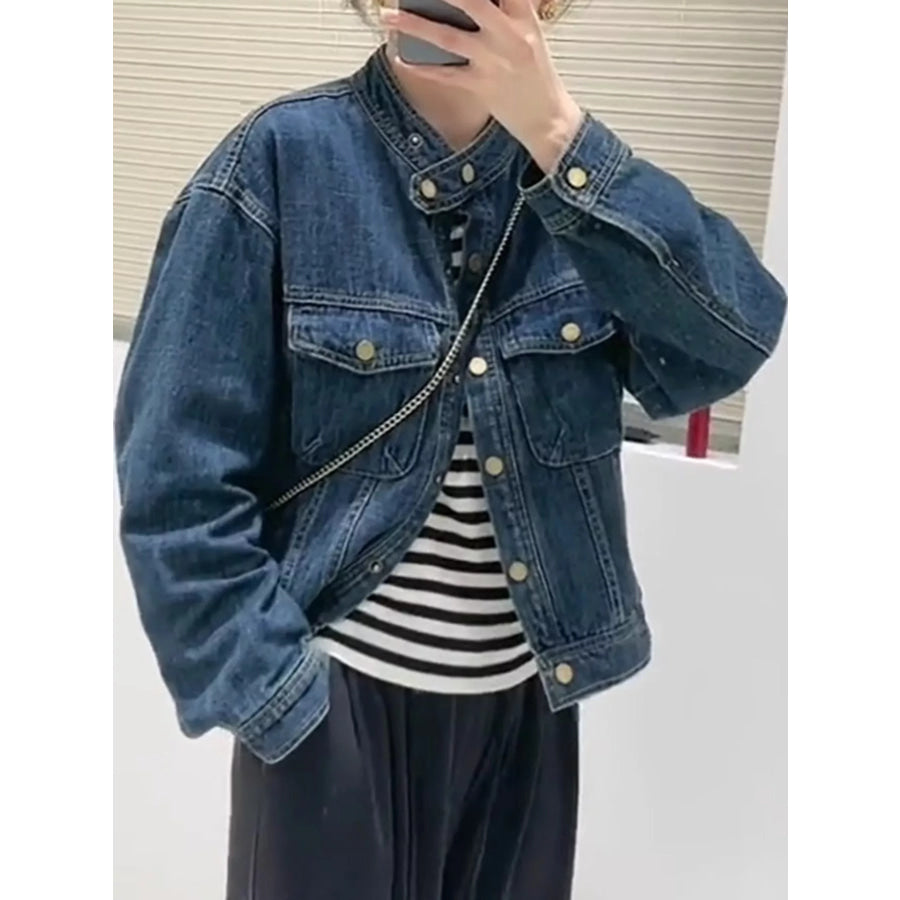 Vintage Wash Button Up Denim Jacket Apparel and Accessories