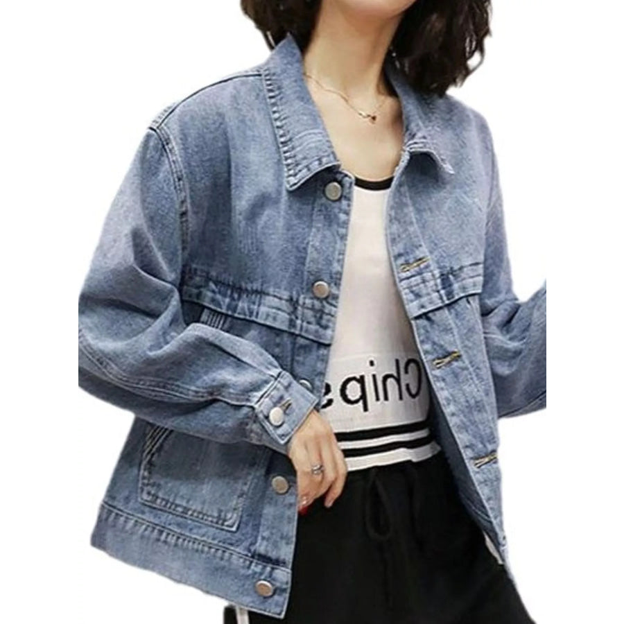 Vintage Wash Cropped Denim Jacket Blue / S Apparel and Accessories