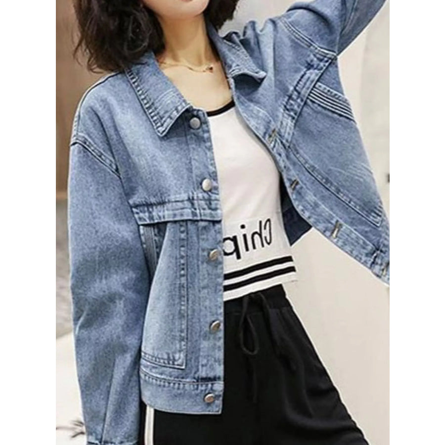 Vintage Wash Cropped Denim Jacket Blue / S Apparel and Accessories